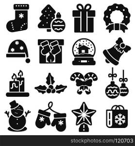 Set Christmas and Winter icons collection - vector silhouette. Vector Set Christmas and Winter icons collection