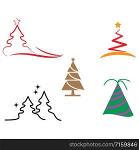 Set Christmas tree Logo Template vector symbol nature