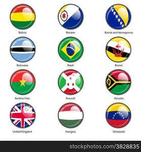 Set circle icon Flags of world sovereign states. Vector illustration.