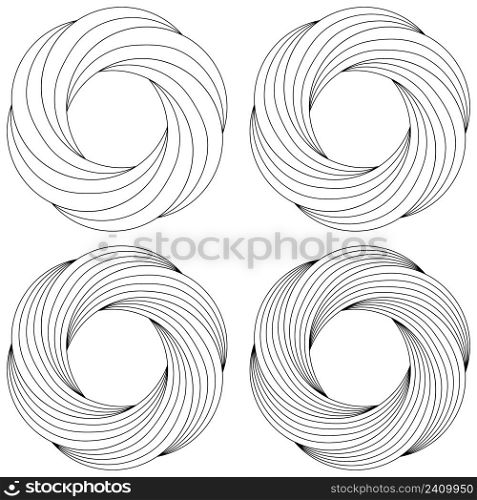 Set circular flower pattern swirling finer lines vector ring template logo pattern ball of thread for knitting