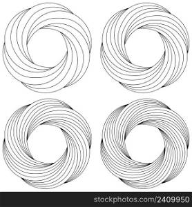 Set circular flower pattern swirling finer lines vector ring template logo pattern ball of thread for knitting