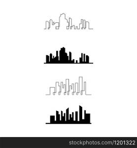 Set city skyline vector silhouette illustration