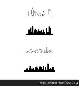 Set city skyline vector silhouette illustration