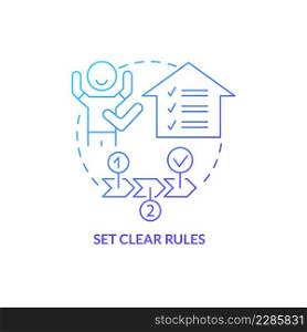 Set clear rules blue gradient concept icon. Realistic rules. Tips for parents. Conduct disorder abstract idea thin line illustration. Isolated outline drawing. Myriad Pro-Bold fonts used. Set clear rules blue gradient concept icon