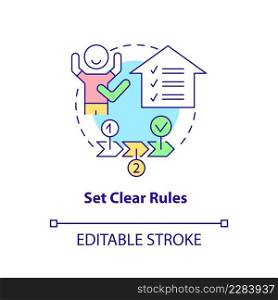 Set clear rules concept icon. Realistic rules. Tips for parents. Conduct disorder abstract idea thin line illustration. Isolated outline drawing. Editable stroke. Arial, Myriad Pro-Bold fonts used. Set clear rules concept icon