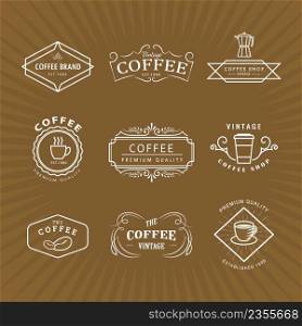 set coffee logo vintage label blackboard retro vector template
