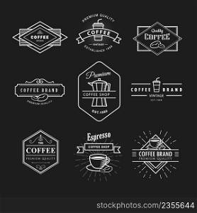 Set coffee logo vintage label blackboard vector template