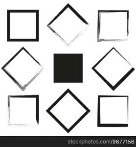 Set collection of square frames. Black frames with brush strokes. Vector illustration. EPS 10. Stock image.. Set collection of square frames. Black frames with brush strokes. Vector illustration. EPS 10.