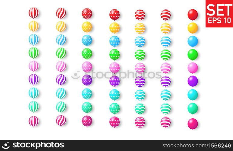 Set color balloons, confetti concept design template holiday Happy Day, background Celebration Vector illustration.