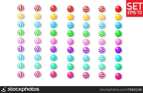 Set color balloons, confetti concept design template holiday Happy Day, background Celebration Vector illustration.