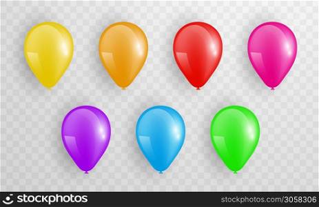Set color balloons, confetti concept design template holiday Happy Day, background Celebration Vector illustration.