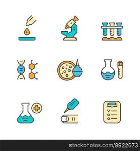 Set color line icons of medical analysis vector image