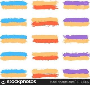 Set Colored Brushstroke Paint. Use it in all your designs. Set of fifteen brushstrokes colored paint created in sketch drawing handmade technique. Quick and easy recolorable vector illustration graphic element