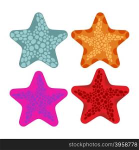 Set colored starfish. Animals of ocean. Vector illustration&#xA;