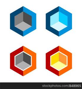 set Colorful Hexagon Room Logo Template Illustration Design. Vector EPS 10.