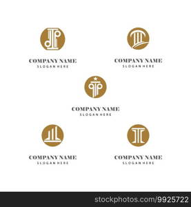 Set Column Logo Template vector symbol nature 