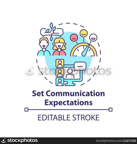 Set communication expectations concept icon. Effective communication management abstract idea thin line illustration. Isolated outline drawing. Editable stroke. Arial, Myriad Pro-Bold fonts used. Set communication expectations concept icon