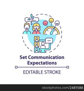 Set communication expectations concept icon. Effective communication management abstract idea thin line illustration. Isolated outline drawing. Editable stroke. Arial, Myriad Pro-Bold fonts used. Set communication expectations concept icon