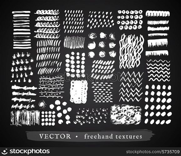 Set Creative Freehand Isolated Textures. Vector Illustration