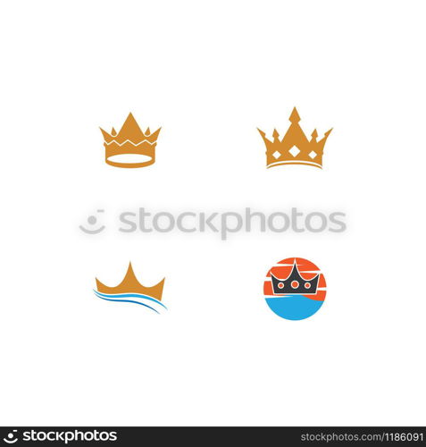 Set Crown Logo Template vector icon illustration design