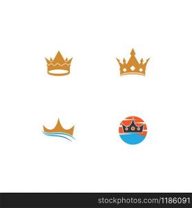 Set Crown Logo Template vector icon illustration design