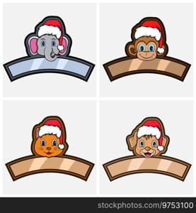 Set cute animals head character for logo icon Vector Image