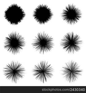 Set detonation explosions fireworks, stages outbreak, vector template set of rays glow stars with beams of different shapes