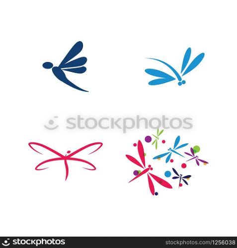 Set Dragonfly illustration icon design template vector