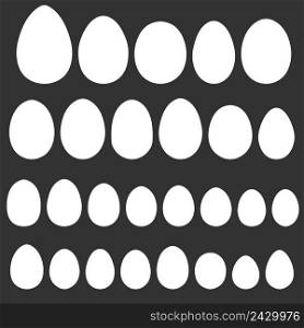 Set egg shape template for hand drawing for Easter holiday, vector different shape of bird eggs and reptiles, for Easter design