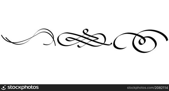 Set Elegant calligraphic element, vector EPS 10. Set Elegant calligraphic element