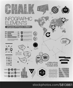 Set elements of chalk infographics can be used for invitation, congratulation or website