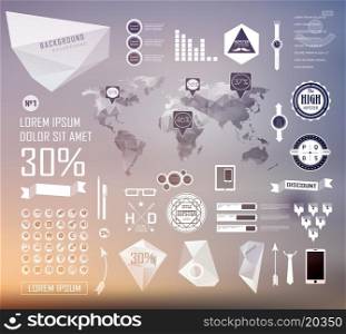 Set elements of infographics on blur background