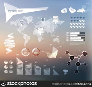 Set elements of infographics on blur background. Set elements of infographics