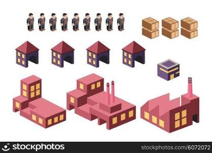 Set elements of infographics on the urban theme. A set of buildings and structures.