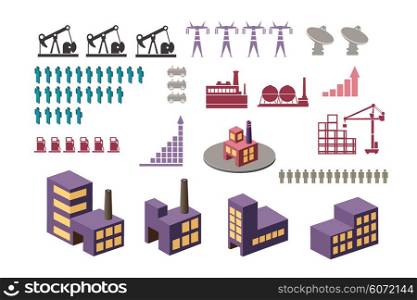 Set elements of infographics on the urban theme. A set of buildings and structures.