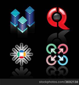 Set emblems on a black background