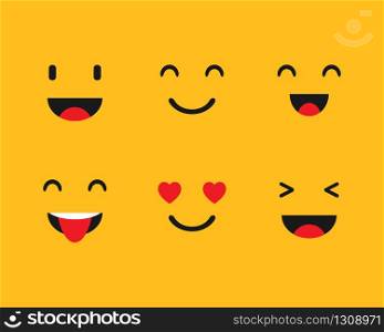 Set Emoji on a yellow background. Vector illustration. EPS 10