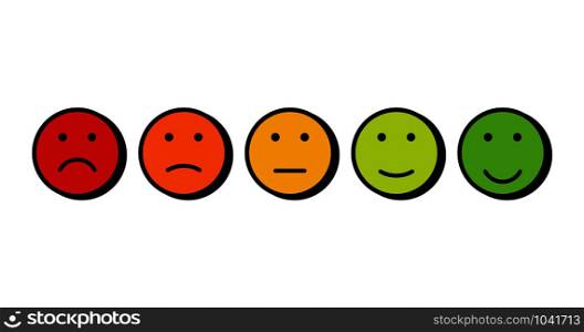 set emotions rating different colors in flat style. set emotions rating different colors in flat
