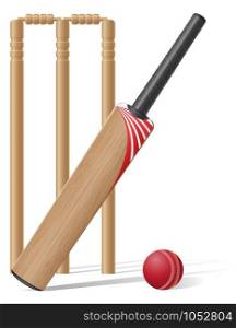 set equipment for cricket vector illustration isolated on white background