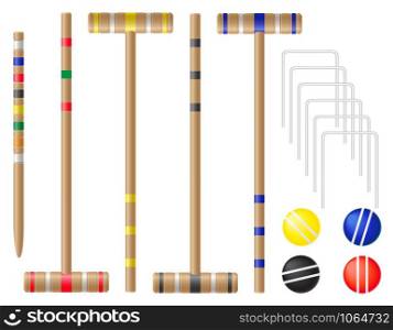 set equipment for croquet vector illustration isolated on white background