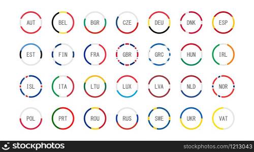 set europe flags in a circle in flat style, vector illustration. set europe flags in a circle in flat style, vector