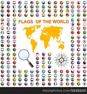 Set Flags of world sovereign states. Vector illustration.. Set Flags of world sovereign states. Vector illustration