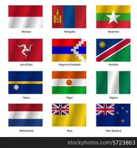 Set Flags of world sovereign states. Vector illustration. Set number 11. Exact colors. Easy changes.