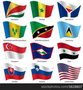 Set Flags of world sovereign states. Vector illustration. Set number 14. Exact colors. Easy changes.