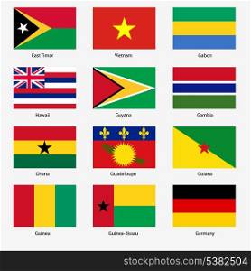 Set Flags of world sovereign states. Vector illustration. Set number 4. Exact colors. Easy changes.