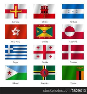 Set Flags of world sovereign states. Vector illustration. Set number 5. Exact colors. Easy changes.