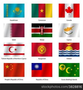 Set Flags of world sovereign states. Vector illustration. Set number 7. Exact colors. Easy changes.