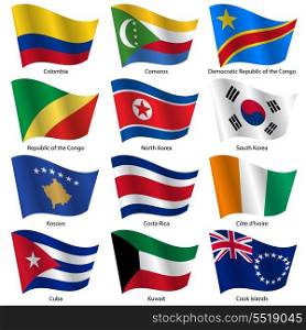 Set Flags of world sovereign states. Vector illustration. Set number 8. Exact colors. Easy changes.