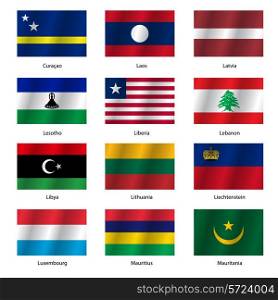 Set Flags of world sovereign states. Vector illustration. Set number 9. Exact colors. Easy changes.