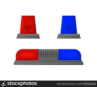 set flasher police red and blue in flat style. set flasher police red and blue in flat